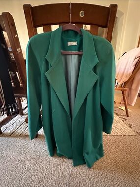 Women’s 100% Wool Emerald Green Long Jacket